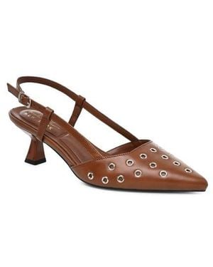 Nicole Miller Grommet Pointed Toe Slingback Pump - Brown