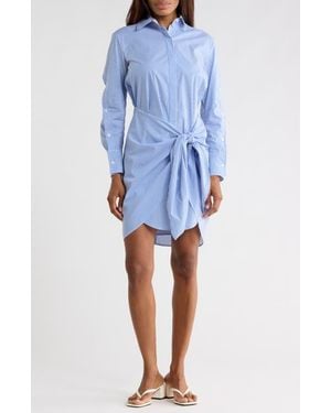 10 Crosby Derek Lam Stripe Long Sleeve Tie Waist Shirtdress - Blue