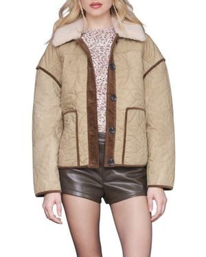 Avec Les Filles Oversize Floral Quilted Heritage Jacket - Brown