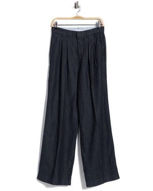 GOOD AMERICAN Pleated High Waist Wide Leg Pants - Blue