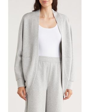 Caslon Long Sleeve Scuba Knit Cocoon Cardigan - Gray