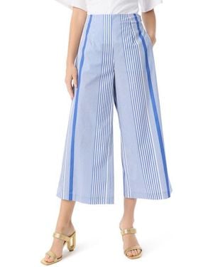 DO by Dee Ocleppo Sarah Stripe Crop Wide Leg Pants - Blue
