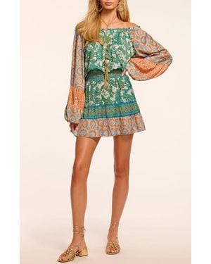 Ramy Brook Claudine Off The Shoulder Long Sleeve Minidress - Green