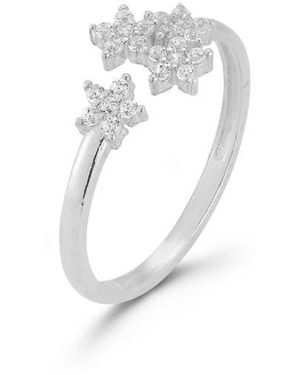 Glaze Jewelry Sterling Flower Cuff Ring - White