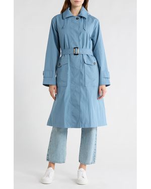 Bernardo Hooded Trench Coat - Blue