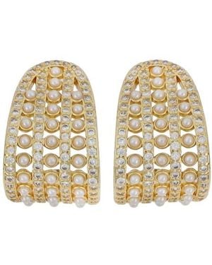 Panacea Faux Pearl & Crystal Hoop Earrings - Natural
