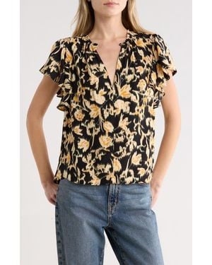 Ulla Johnson Lilo Flutter Sleeve Top - Black