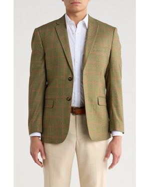 Gino Vitale Slim Fit Windowpane Blazer - Green