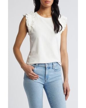 Wit & Wisdom Ruffle Sleeve Top - Blue
