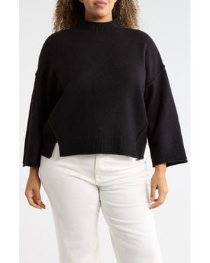 Max Studio Exposed Seam Mock Neck Sweater - Black