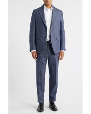Jack Victor Montana Textured Super 120S Wool Suit - Blue