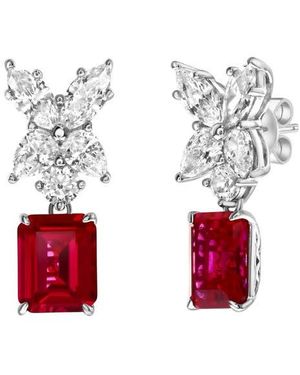 Suzy Levian Gala Cubic Zirconia Drop Earrings - Red