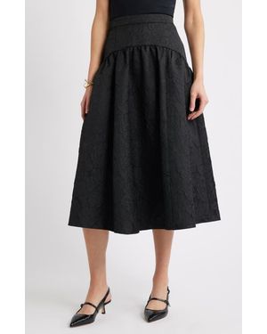 Caslon Floral Jacquard Full Midi Skirt - Black