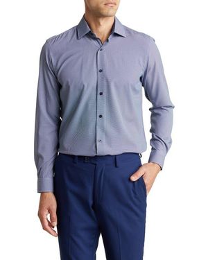 Tom Baine Performance Mini Plaid Button-Down Dress Shirt - Blue