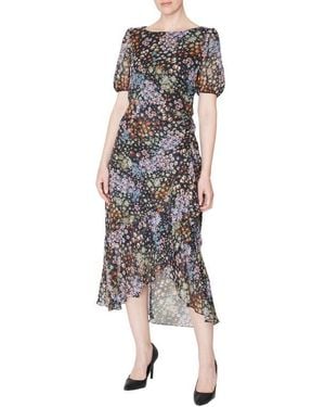 Julia Jordan Ruched Puff Sleeve High-Low Maxi Dress - Multicolor