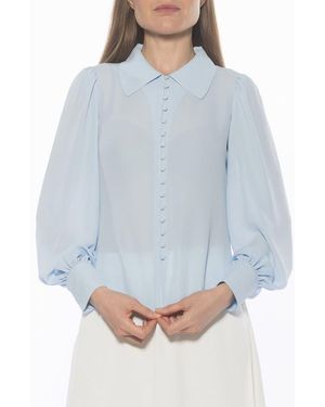 Alexia Admor Rah Covered Button-Down Top - Blue