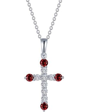 Lafonn Simulated Semiprecious Birthstone Cross Necklace - Metallic