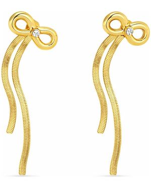 Rebel Bow Chain Drop Front/Back Earrings - Metallic