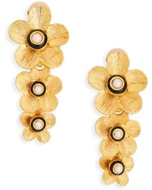 Kenneth Jay Lane Flower Link Drop Earrings - Metallic