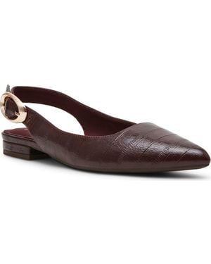 Anne Klein Kalil Faux Leather Slingback Pointed Toe Flat - Brown