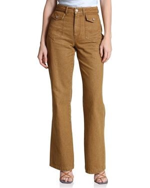 Avec Les Filles Patch Pocket Flare Jeans - Brown
