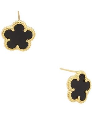 Juvell Onyx Clover Stud Earrings - Black