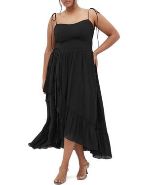 City Chic Hailey Tie Strap High-Low Maxi Dress - Black