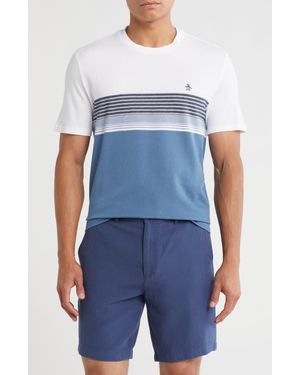 Original Penguin Chest Stripe Cotton Piqué T-Shirt - Blue