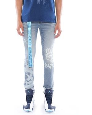 Cult Of Individuality Belted Punk Bleached Superskinny Jeans - Blue