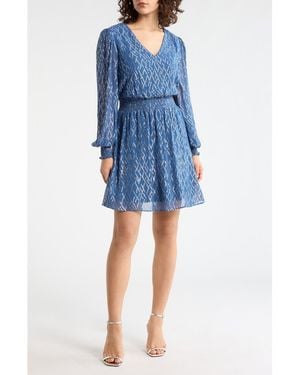 Halogen® Argyle Long Sleeve Dress - Blue