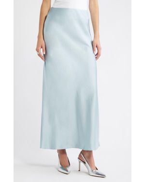 Open Edit Satin Maxi Skirt - Blue