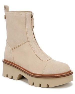 Sam Edelman Lug Sole Leather Front-Zip Boots - Natural