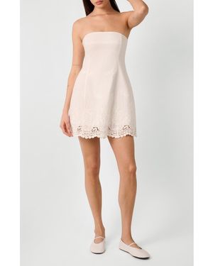 WeWoreWhat Strapless Cotton Peplum Minidress - White