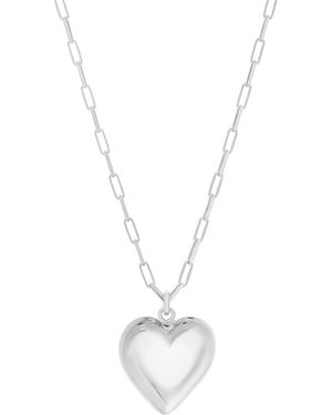 KARAT RUSH Paper Clip Chain Heart Pendant Necklace - White