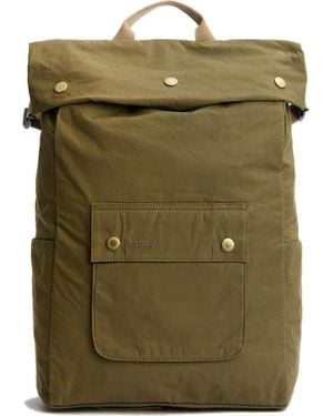 Barbour Transport Foldover Top Cotton Backpack - Green