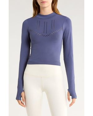 90 Degrees Porsha Seamless Long Sleeve Activewear Top - Purple