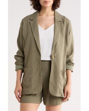 Matty M Bronson Linen Blend Blazer - Green