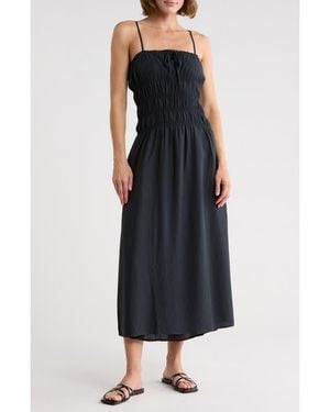 Onia Shirred Midi Dress - Black