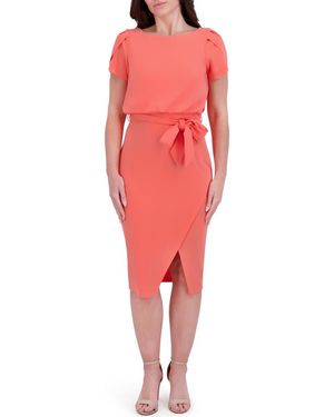 Kensie Plyr Tie Waist Midi Dress - Red