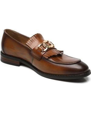 La Milano Franconia Apron Toe Kilted Bit Loafer - Brown