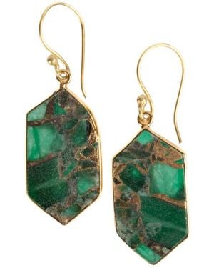 Saachi Mosaic Geometric Drop Earrings - Green
