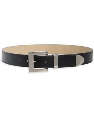 Steve Madden Rectangular Buckle Faux Leather Belt - Black