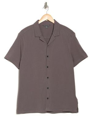 John Varvatos Brewer Organic Cotton Camp Shirt - Gray