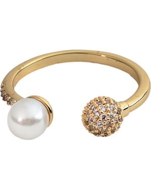 Panacea Cultured Pearl Pavé Ball Ring - Metallic