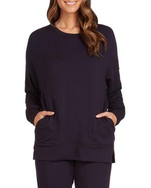 Matty M Side Pocket Tunic Sweatshirt - Blue