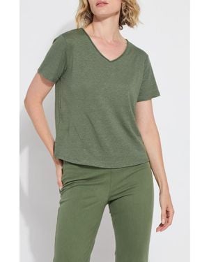 Lyssé Cyrus Box Cut V-Neck T-Shirt - Green