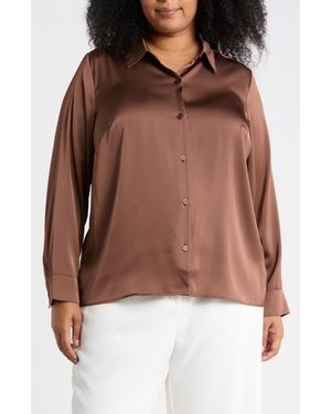 Vince Camuto Long Sleeve Button-Down Shirt - Brown