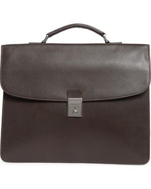 Longchamp Leather Flap Briefcase - Black