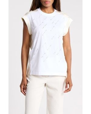 3.1 Phillip Lim Rainfall Embellished Combo T-Shirt - White