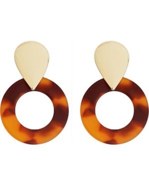 Panacea Resin Circle Drop Earrings - Brown